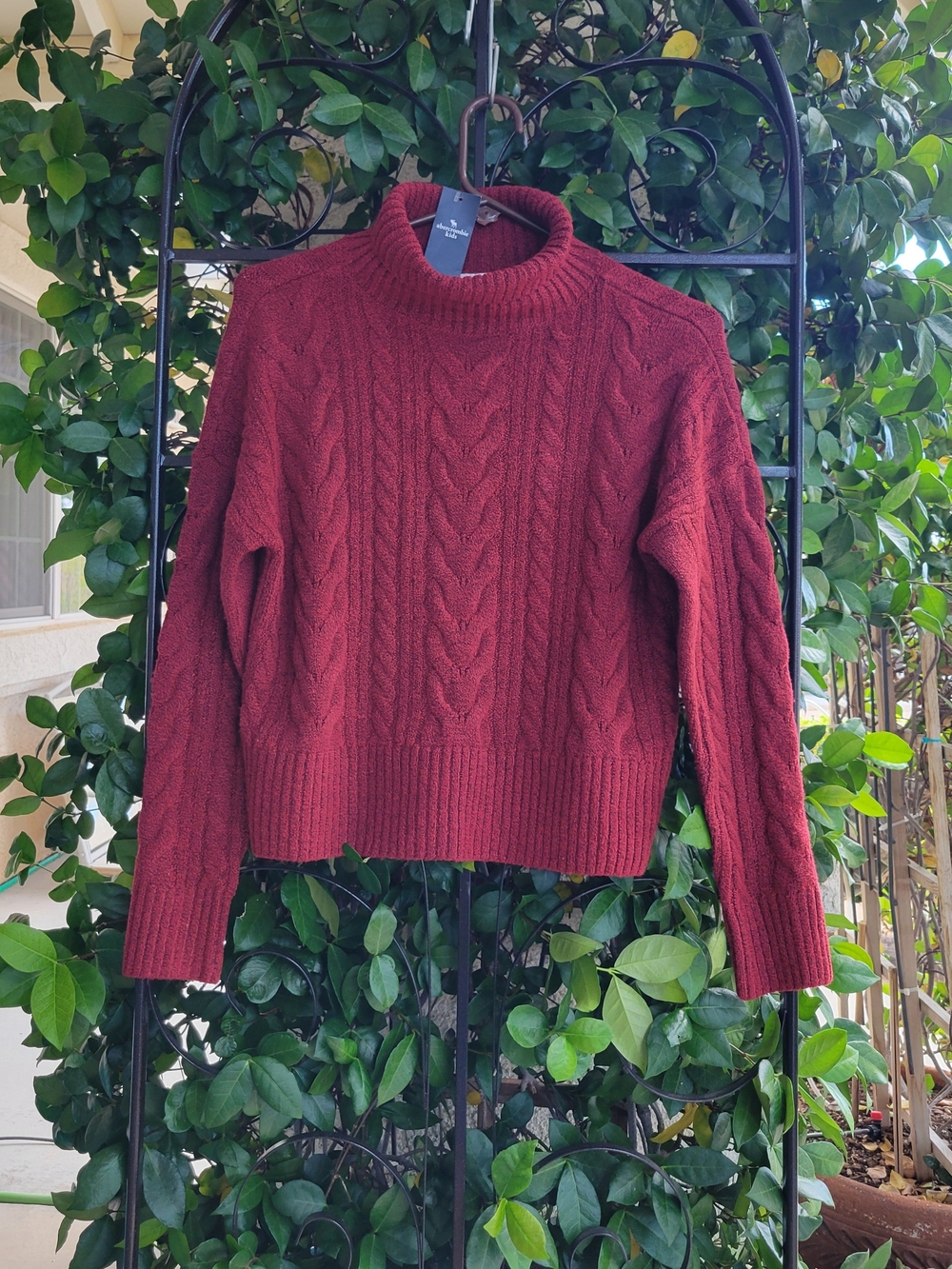 abercrombie kids Burgundy Cable-Knit Turtleneck Sweater